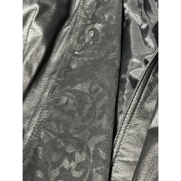 Vintage Winlit Western Lace Pattern Leather Jacket Women's Size Medium Black - Picture 6 of 16